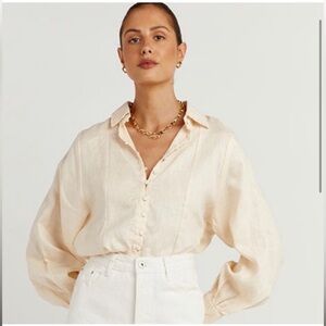 DISSH Cream Button-Up Blouse